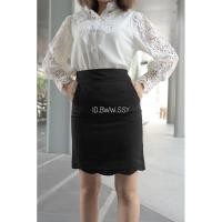 ราคา กระโปรงทำงานผ้านาโนชายหยักมีกระเป๋า21นิ้ว (9526608133)