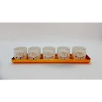 ราคา Sukjaiphan ชุดถ้วยน้ำชาเซรามิคลายดอกบัว ฐานสีทอง สำหรับไหว้ 5 ใบ (12230718767)