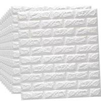 ราคา วอลเปเปอร์ติดผนัง 3 มิติ ขนาด 34x38 cm. ลายกำแพงอิฐ สีขาว มีกาวในตัว สติ๊กเกอร์ติดผนัง3D ตกแต่งห้อง Wallpaper 3D♥️WP001 (9868731947)