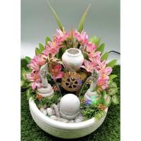 ราคา น้ำพุพญานาคสีขาว อ่างขาว ดอกไม้ชมพู (10619780543)