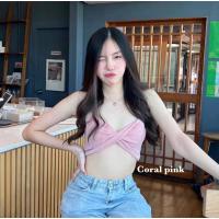 ราคา บิดหน้าครอปผูก⭐️ผ้าวิ้ง✨xoxo tube (21388358385)