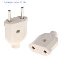 ราคา Buildvictories11 ซ็อกเก็ตเชื่อมต่อสายไฟ ปลั๊ก EU ตัวผู้ ตัวเมีย 2 Pin TH (25273024248)