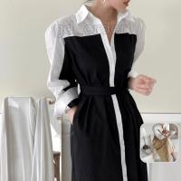 ราคา ดี23|เดรสสํานักงานยาวตรงสวยหรูผสมขาวดํา จีดี (29077675614)