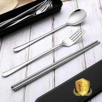 ราคา ชุดช้อนส้อมสแตนเลส 304 สไตล์เกาหลี 2 / 3 ชิ้น ชุดช้อนเกาหลี (9420898964)