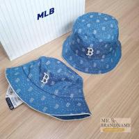ราคา ของแท้ % MLB Denim Dia Monogram Bucket Hat หมวกปีกสีฟ้า logo B Boston ❄️❄️ (23434448341)