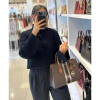 ราคา แท้ พร้อมส่งMK MICHAEL KORS Sheila Medium Signature Logo and Metallic Satchel (42859367007)