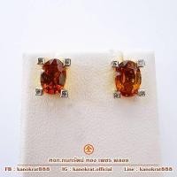 ราคา ต่างหูพลอยบุษราคัมจันท์ พลอยสีแม่โขง ประกายทั้งเม็ด พลอย 1.7 กะรัต ตัวเรือนทองคำแท้ 90% มีใบรับประกันสินค้า (20152633203)