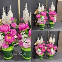 ราคา ดอกบัวพับบูชา ดินญี่ปุ่น ความสูงรวมแจกัน14นิ้ว ราคาคู่ละ1890฿ (10659737911)
