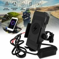 ราคา ที่จับมือถือ แบบไร้สาย ชาร์จมือถือ สำหรับมอเตอร์ไซด์ ใส่รูกระจก จับแฮนด์ (11873865213)