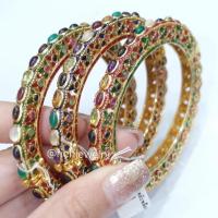 ราคา กำไลพลอยแท้ ตัวเรือนเงิน ชุบทองแท้ 24 k ลวดลายลงยาด้วยความปราณีต สวยงาม (6415246233)