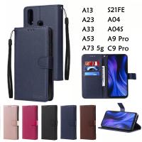 ราคา เคสฝาพับ มีแม่เหล็ก มีล็อค สำหรับ SAMSUNG A13 A23 A33 A53 A73 5g S21FE A04 A04S A9 Pro C9 Pro เคสใส่บัตรได้ แถมสาย (20293411713)