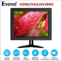 ราคา Eyoyo 10 นิ้วกล้องวงจรปิด Security Monitor 4:3 หน้าจอ IPS LCD 1024x768 ขนาดเล็กทีวีคอมพิวเตอร์สําหรับ PC พร้อม HDMI BNC VGA AV USB อินพุต (42876684080)