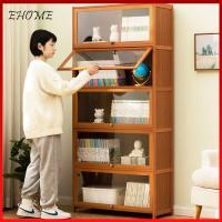 ราคา 5/4/3 ชั้นตู้โชว์ชั้นวางหนังสือออแกไนเซอร์ไม้ตู้กระจกชั้นวางหนังสือออแกไนเซอร์พลิกประตูชั้นเก็บไม้ (27301843643)