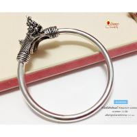 ราคา กำไลข้อมือเงินแท้ 92.5% หัวพญานาค แบบเรียบ รมดำ - กำไลโปร่ง (แบบเปิด) ขยายได้ เรือนเงินแท้ HAN0066 (371696317)