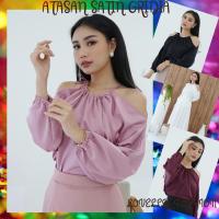 ราคา Gridia Satin CUT OFF TOP แขนบอลลูนผ้าไหมซาตินผู้หญิงล่าสุด (18263693704)