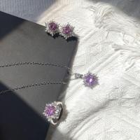 ราคา ชุดแหวนและต่างหู Hollow Seiko Snowflake สีชมพู ฝังเพทาย ชุบทองคำ 18K (42423716917)