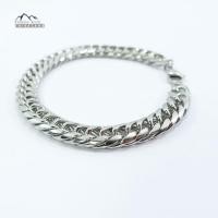 ราคา BU75 สร้อยข้อมือ สแตนเลสแท้ 9 มิล ยาว 20 ซม. โซ่แบน NK สแตนเลสแท้ สร้อย กำไล สร้อยสแตนเลส ลายโซ่ (13655358902)