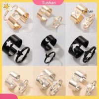 ราคา [ST]2 ชิ้น/เซ็ตปรับแหวนคู่หัวใจ/ดวงจันทร์/ดาว/เครื่องประดับรูปปลาโลมาสร้างสรรค์ประณีตเปิดแหวนสําหรับ (29643289380)