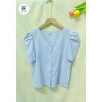 ราคา เสื้อ Smk ปักลายดอกไม้สีฟ้าฉลุ (27676174619)