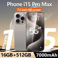 ราคา [มีเก็บเงินปลายทาง] โทรศัพท์มือถือ i15 Pro Max โทรศัพท์มือถือเดิม 7.5 นิ้ว 16GB RAM + 512GB ROM กล้อง HD Dual SIM Dual 5 (27071848356)