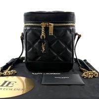 ราคา กระเป๋า YSL SAINT LAURENT ทรงตรงสะพายไหล่หนังวัวลายเกรน 649779 สี Black / gold ของแท้ 100% (41214948458)