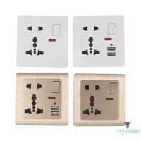 ราคา YosunBin] ซ็อกเก็ตติดผนังอเนกประสงค์พร้อมสวิตช์ไฟ LED ปลั๊กไฟติดผนัง USB 5 รูใหม่ (41361904736)