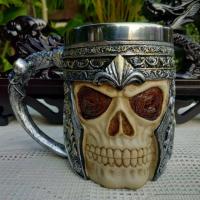 ราคา แก้วน้ำ สแตนเลสเครือบเรซิ่น แกะลายหัวกะโหลก (7016671421)