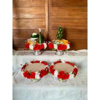 ราคา ชุดพานขันหมากพานรับไหว้พานวางแหวนพานวางสินสอด(สีแดง) (12598121546)