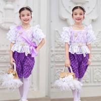 ราคา ชุดไทยเด็กผู้หญิง ชุดไทยย้อนยุค ร.5 ผ้าลูกไม้ โจงกระเบน 3nid (28654479586)