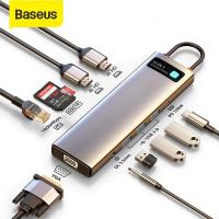 ราคา Baseus USB C HUB to HDMI-compatible VGA USB 3.0 Adapter 9/11 in 1 USB Type C HUB Dock PD RJ45 SD Card Reader (8281206282)