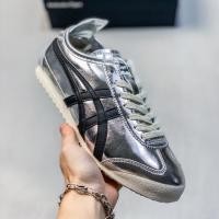 ราคา Onitsuka tiger Mexico 2025 รองเท้าส้นแบนย้อนยุคลําลองแถบสีดําสีเงิน (48400445185)