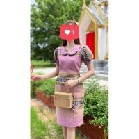 ราคา เดรสผ้าฝ้ายทอลาย เดรสทอคอบัว มือ 2 ใส่ครั้งเดียว (25457179652)