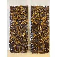 ราคา แผ่นไม้แกะสลัก ไม้สัก ฉลุลาย กินรี นางฟ้า ปัดทอง ขนาด 35x90 cm.ไม้แกะสลักตกแต่งด้วยสีทอง งานฝีมือ ประดับตกแต่ง (26381746306)