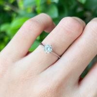 ราคา แหวนเพชร Round cut เม็ดเดี่ยว 6 หนามเตย ตัวเรือนเงินแท้ 925 ชุป White gold (25782866879)