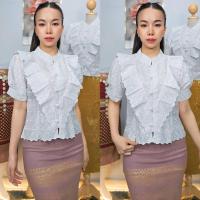 ราคา เสื้อลูกไม้คอจีนแขนตุ๊กตา #เสื้อลูกไม้ (29264657556)