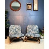 ราคา คู่เก้าอี้หวายสาน บลูฮาวาย เฟอร์นิเจอร์ไม้หวาย ญี่ปุ่นมือสอง (28957694553)