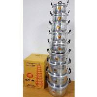 ราคา หม้อชุดอลูมิเนียม หม้อ2หู ขนาด 16/32cm. 9 ใบ (ตราพญานาค, ตราหัวม้า) (3267818589)