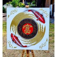 ราคา (สินค้าพรีออเดอร์)ภาพวาดปลาคราฟคู่มงคลขนาด60×60cm. (22035522023)