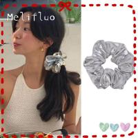 ราคา MELIFLUO Scrunchies ขนาดกลาง สีเงิน สไตล์ยุค90 ยืดหยุ่นสำหรับ Hoodwear (26693271537)