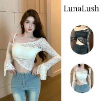 ราคา LunaLush✨พร้อมส่ง เสื้อเปิดไหล่แขนยาว เสื้อลูกไม้ แขนยาว เซ็กซี่ เข้ารูป เปิดไหล่ "FY3091" (41067300276)