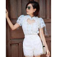 ราคา ป้าย NITTAYA : Set เสื้อแขนสั้นเว้าอก รูปหัวใจ+กางเกงขาสั้น+เข็มขัด (3754920435)