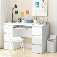 ราคา โต๊ะคอมพิวเตอร์พร้อมลิ้นชัก6ลิ้นชัก,47นิ้วเขียนโต๊ะไม้ที่มีลิ้นชักพีซีแล็ปท็อปโต๊ะเครื่องแป้งโต๊ะแต่งหน้า,โต๊ะทํางานโต๊ะเรียน (47401092966)