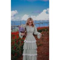 ราคา เซต2ชิ้น แขนยาวเว้าหลัง กระโปรงแต่งระบายลูกไม้ขาว (18253487502)