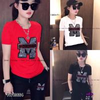 ราคา J13664 Set 2 ชิ้น เสื้อวอร์ม แขนสั้น ปักM + กางเกงขายาว (6354400411)