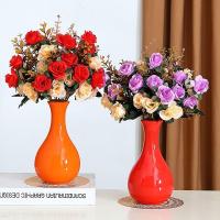 ราคา งานรื่นเริงจีนแจกันเซรามิกสีแดงคู่กับดอกไม้ประดิษฐ์งานแต่งงานดอกไม้ประดิษฐ์ห้องนั่งเล่นห้องจัดงานแต่งงานช่อดอกไม้ตกแต่งตกแต่ง 51122 (41626427563)