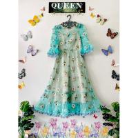 ราคา เดรสยาวงานปักทั้งตัวสีฟ้างานแต้วป้ายห้อยวันวันไซร์แอล (23426752533)