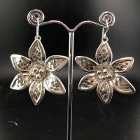 ราคา ต่างหูเงินแท้ ลายสาน ดอกไม้ งานขาว yangsilver (26842056361)