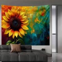 ราคา ดอกทานตะวันพาสเทลแขวนผนังผ้าภาพวาดสีน้ํามันสไตล์พรม (42616539576)