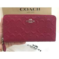 ราคา กระเป๋าสตางค์ COACH หนังปั้มนูนลายC ใบยาว ซิปรอบ แท้100% (2090067396)