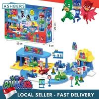 ราคา Pj Masks Deluxe Parking Lot ของเล่นก่อนวัยเรียน, Pj Mask Track Playset with 3 Action Figures, Cat-Car Vehicle Toys For Kids (26317018090)